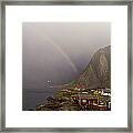 Foggy Hamnoy Rorbu Village Framed Print