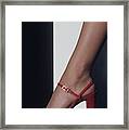 Foot Of A Model Wearing A Red Sandal Framed Print