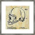 Football Helmet Patent Blueprint Drawing Tan Framed Print