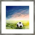 Football Soccer Ball On Green Grass #2 Framed Print