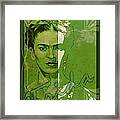 Frida Kahlo - Between Worlds - Green Framed Print