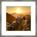 Friends Walking At Sunset At Sete Cidades Lakes, Sao Miguel Island, Azores, Atlantic Ocean, Portugal Framed Print