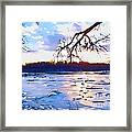 Frozen Delaware River Sunset Framed Print