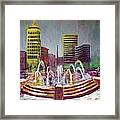 Fun In The Fountain In Asheville Framed Print