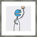 Funny Cartoon Robot Chemist Framed Print