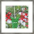 Funny Reindeer Ornament On Pine Tree Framed Print