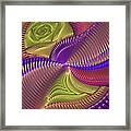 Futuristic Blue Pink And Yellow Tech Disc Fractal Flame Framed Print