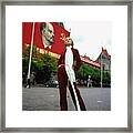 Galya Milovskaya Wearing A Red Jumpsuit Framed Print