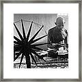 Gandhi At His Spinning Wheel Framed Print