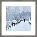 Gapstow Bridge Central Park Snowstorm Framed Print