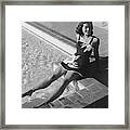 Gene Tierney Sitting Poolside Framed Print