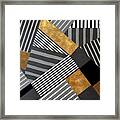 Geo Stripes In Gold And Black Ii Framed Print