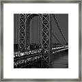 George Washington Bridge Moon Rise Bw Framed Print