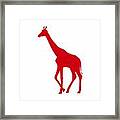 Giraffe In Red And White Framed Print