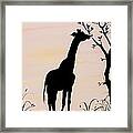 Giraffe Silhouette Painting By Carolyn Bennett Framed Print