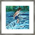 Girl Bathing In River Rapids Framed Print