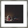 Girl Reading In Her Bed At Night Framed Print