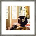 Girl spending the weekend at home Framed Print