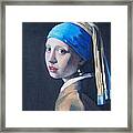 Girl With A Pearl Earring After Vermeer Framed Print