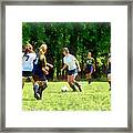 Girls Playing Soccer Framed Print