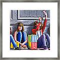 Girls Waiting For Ride Framed Print