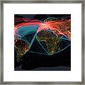 Global Transport Networks On Night Map Framed Print