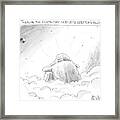 God Sits In A Space Cloud Looking At The Earth Framed Print