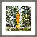 Golden Buddha On A Temple Flower Framed Print
