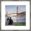 Golden Gate Bridge San Francisco - Two Love Birds Framed Print