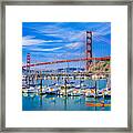 Golden Gate Bridge With Recreational Boats, Ca Framed Print