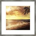 Golden Sky Over Tropical Beach Framed Print