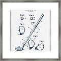 Golf Club Patent Drawing From 1910 - Blue Ink Framed Print