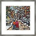 Good Day In January For Winter Stroll Snowy Trees And Cars Verdun Street Scene Painting Montreal Art Framed Print