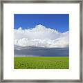 Grainfield With Stormy Sky Framed Print