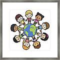 Graphic Of Smiling Multicultural Kids About The World Framed Print