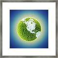 Grass Earth Globe With Flowers In Shape Framed Print