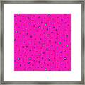 Green And Blue Polka Dots On Pink Fabric Background Framed Print
