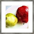 Green And Red Pears Still Life Framed Print