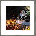 Grinding In A Steel Factory Framed Print