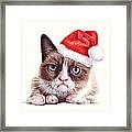 Grumpy Cat As Santa Framed Print