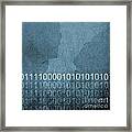 Grunge Blue Binary Code Background Framed Print