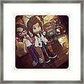 Hachi & Chiio And The Green Domo!! Framed Print