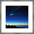 Hale-bopp Comet And Telescope Domes Framed Print