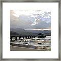 Hanalei Pier Misting Rain Framed Print