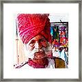 Handsome Doorman Turban India Rajasthan Jaipur Framed Print