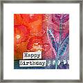 Happy Birthday- Watercolor Floral Card Framed Print