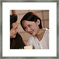 Happy Couple Dining By Candlelight Framed Print