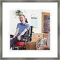 Happy Young Als Patient With His Mom Framed Print