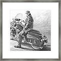 Harley Rider Pencil Portrait Framed Print