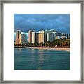 Hawaii, Oahu, Honolulu, Waikiki Beach Framed Print